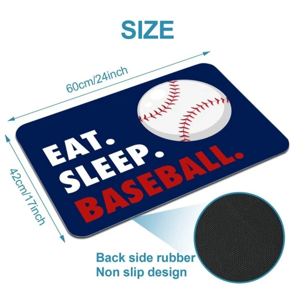 Eat Sleep Baseball Blue Red White Non Slip Bath Mat 24